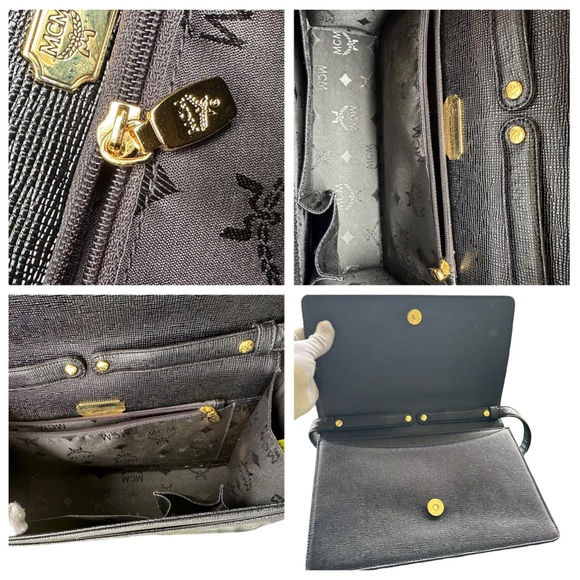 Genuine vintage MCM Munchen Michael Cromer signature black leather shoulder bag - Picture 11 of 15